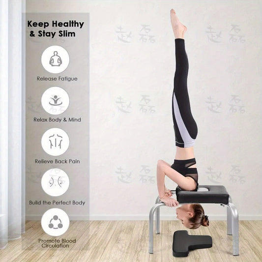 Gymbodiez© - Premium Black Yoga Headstand Stool - Durable, Comfortable, 200kg Capacity