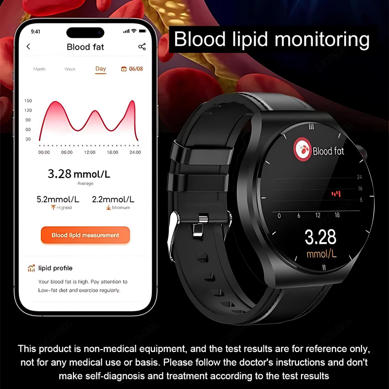 Gymbodiez© - 2025 New Laser Treatment Smart Watch - Blood Sugar - Lipid and Uric Acid Medical Grade ECG+PPG Health Monitoring