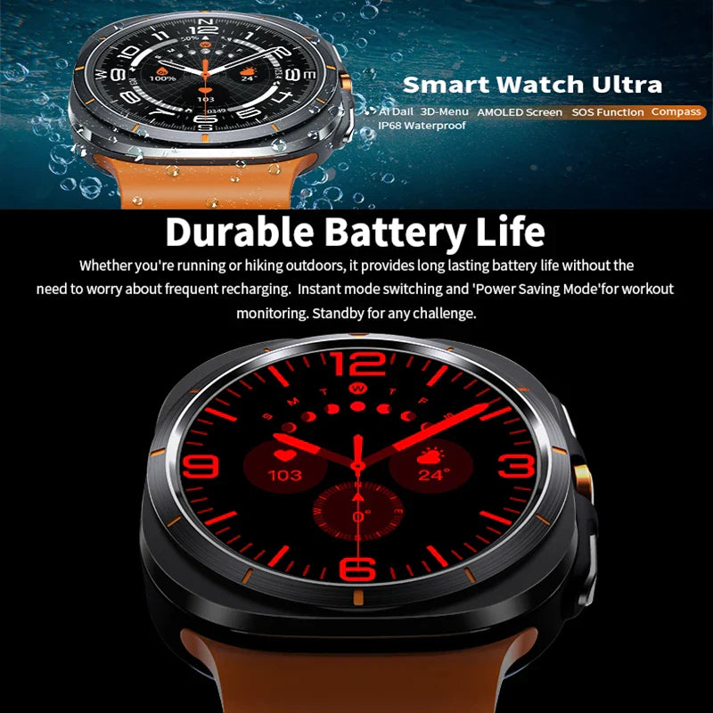 Gymbodiez© - 7 Ultra – Premium Outdoor Smartwatch | AMOLED Display, GPS & Compass | Bluetooth Calling | IP68 Waterproof | Upgraded for Galaxy Watch 6 Users