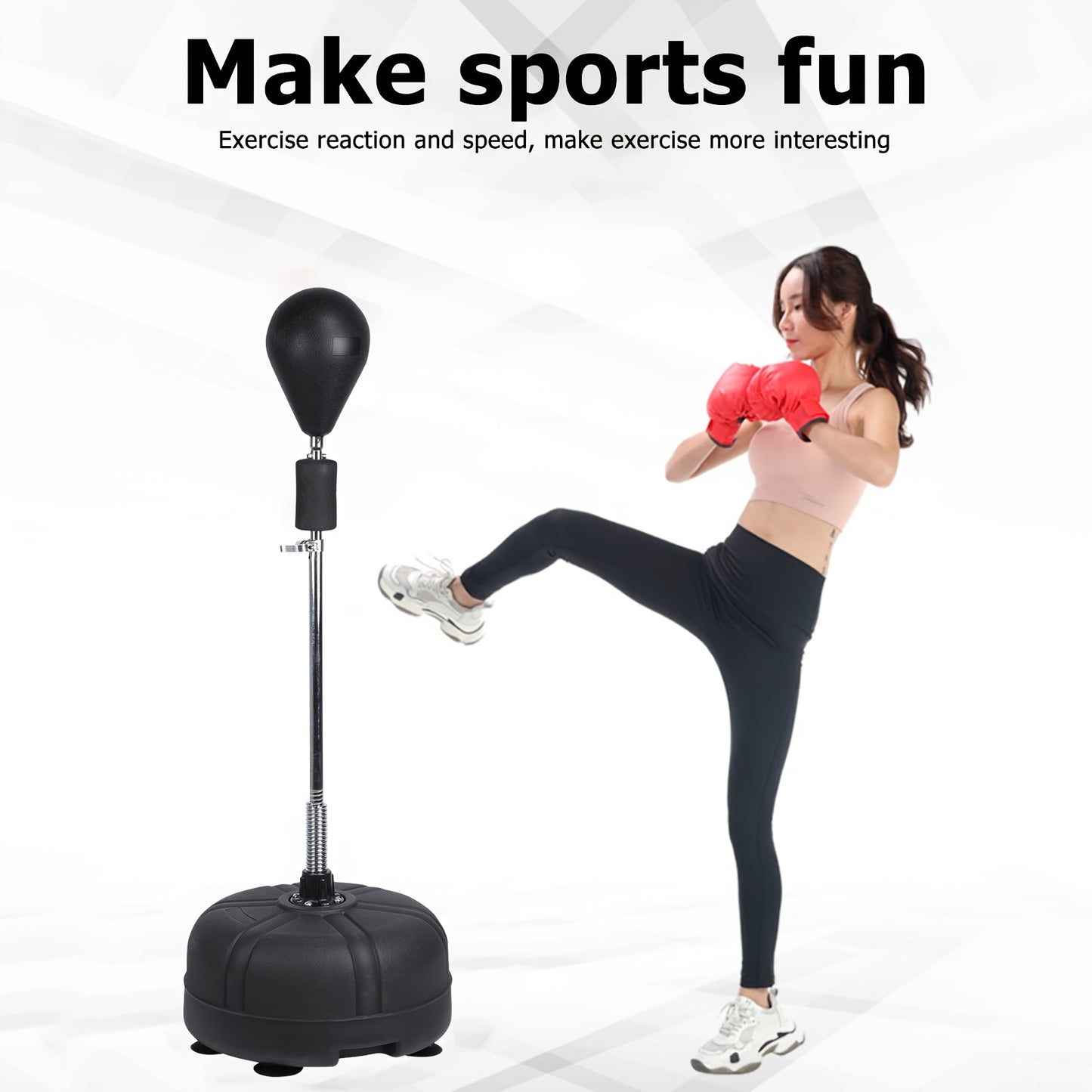 Gymbodiez© - Premium Adjustable Speed Reflex Punching Bag - Freestanding Boxing Ball for All Ages