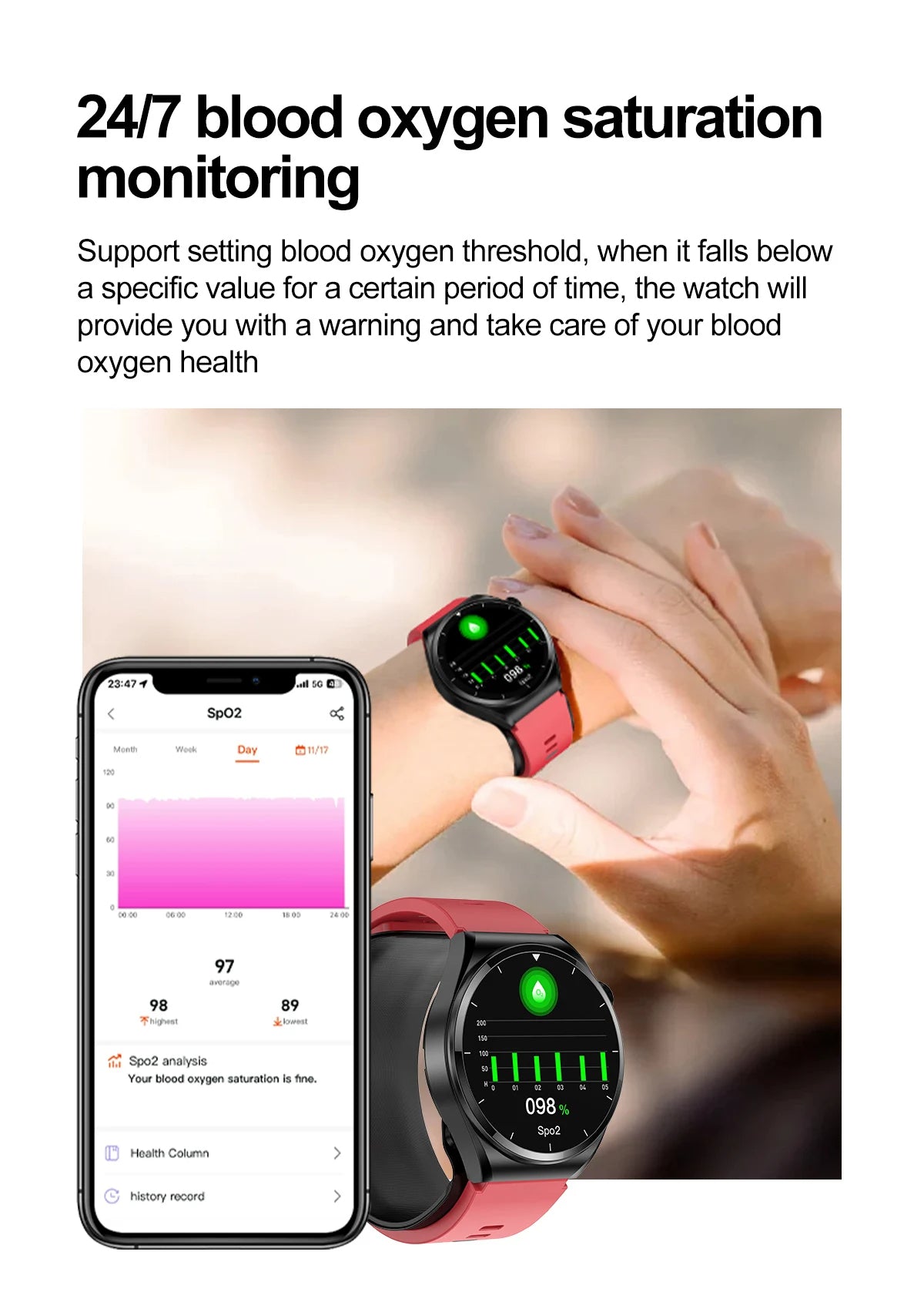 Gymbodiez© - GZP2 Smartwatch – Inflatable Cuff Blood Pressure Monitor, ECG, Blood Glucose Tracking, Heart Rate Monitoring, Bluetooth Calling, IP68 Waterproof