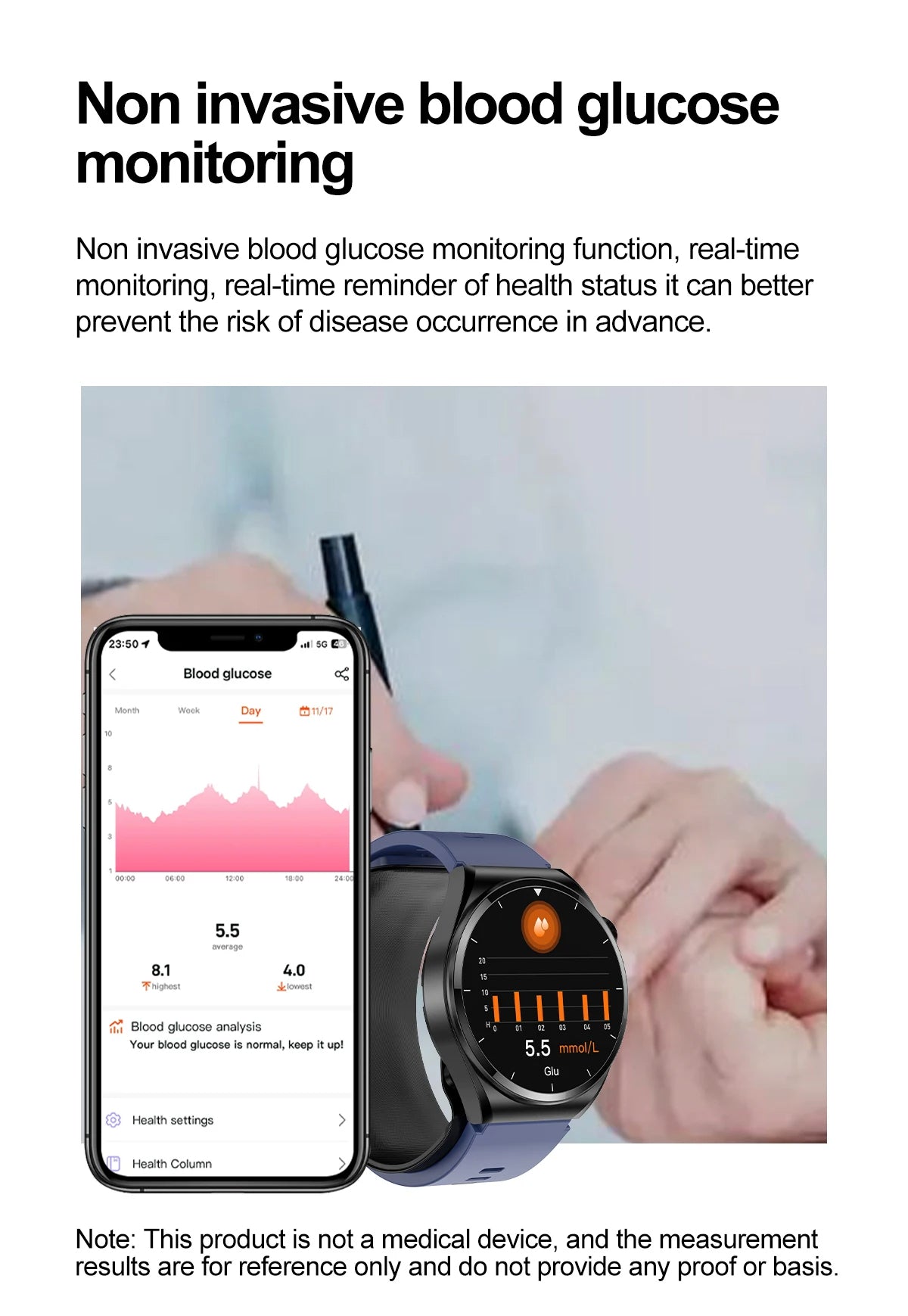 Gymbodiez© - GZP2 Smartwatch – Inflatable Cuff Blood Pressure Monitor, ECG, Blood Glucose Tracking, Heart Rate Monitoring, Bluetooth Calling, IP68 Waterproof